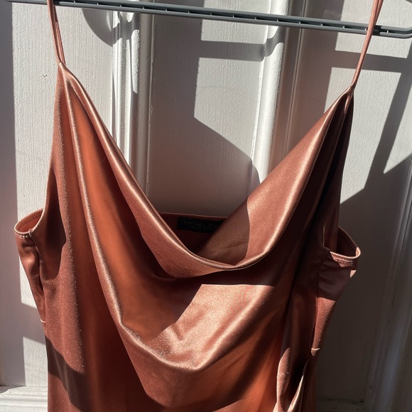 🎉🎁Holiday Party Steal🎁🎉 ROSE GOLD shimmer faux-wrap dress - Picture 2 of 6